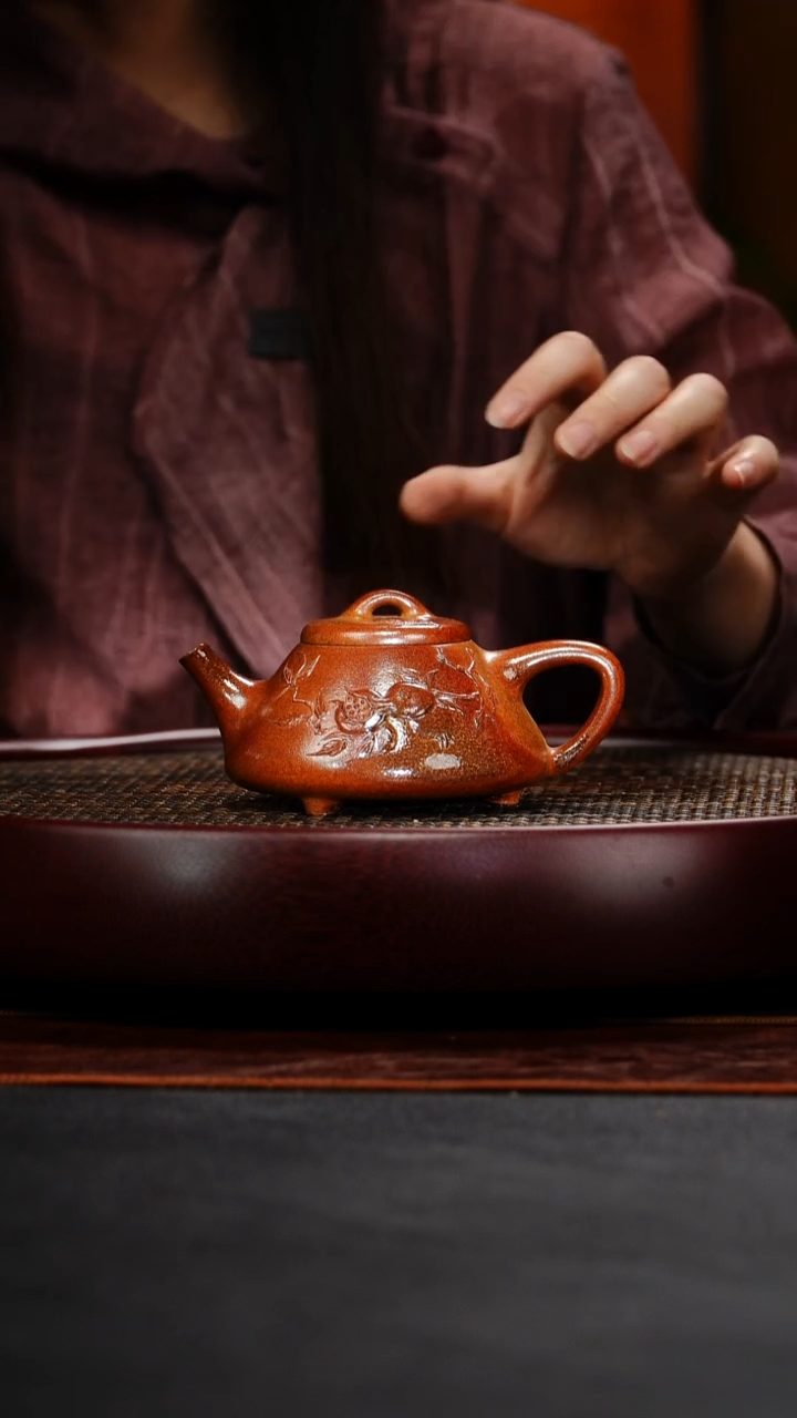 茶壶紫砂成进窑 石瓢156 紫砂柴烧 160毫升