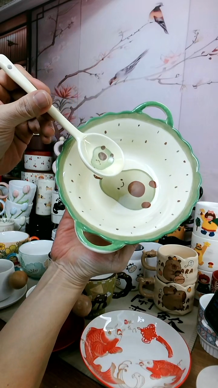 陶【孤品福利】牛油果双耳碗 