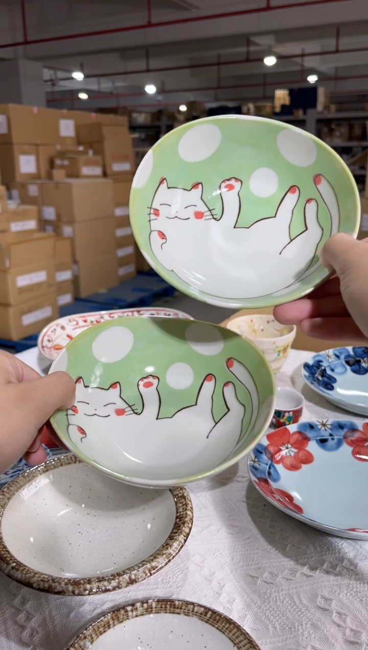 瓷片猫之趣椭圆碗（惬意）2只装