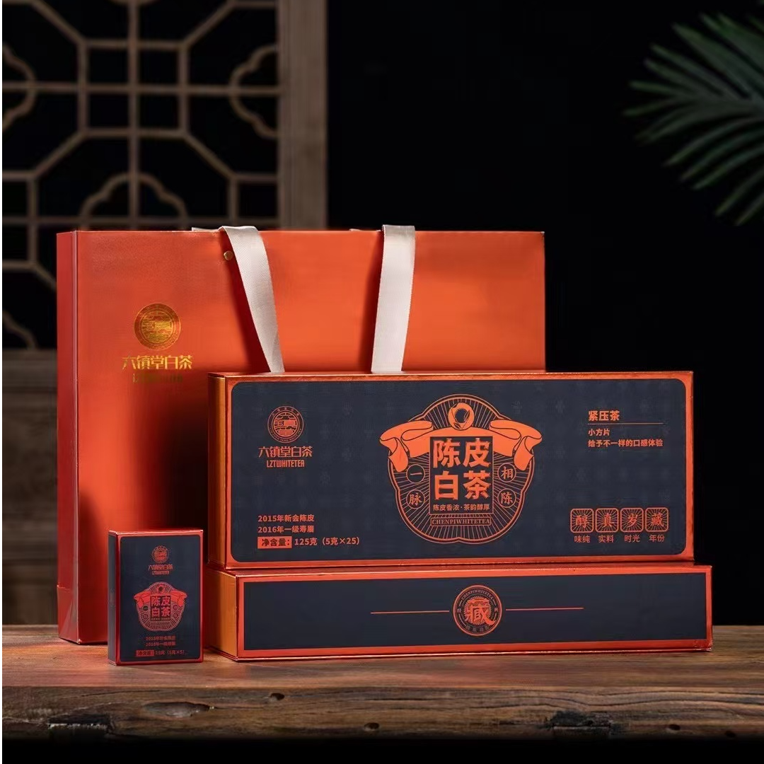 【六镇堂】陈皮白茶烟条礼盒装饼干茶高端茶礼盒手提送礼自饮