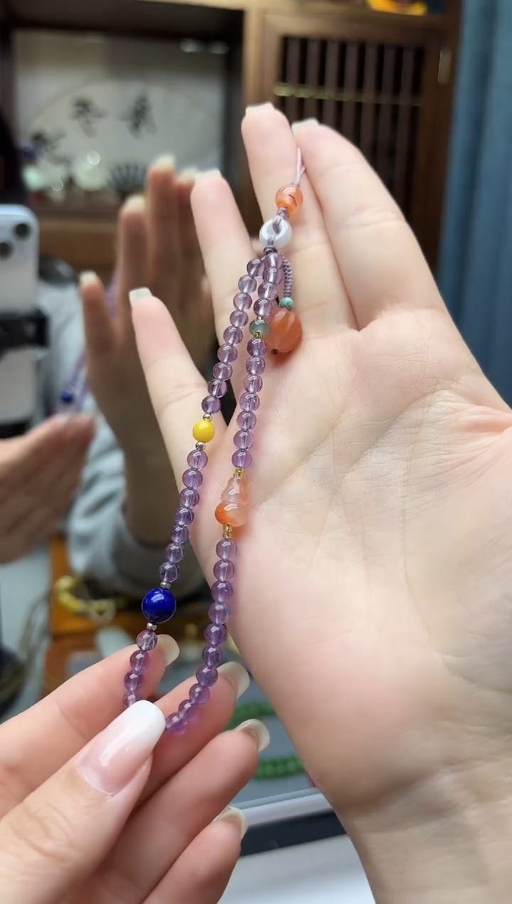 未镶嵌车挂水晶紫水晶手机链挂件DN