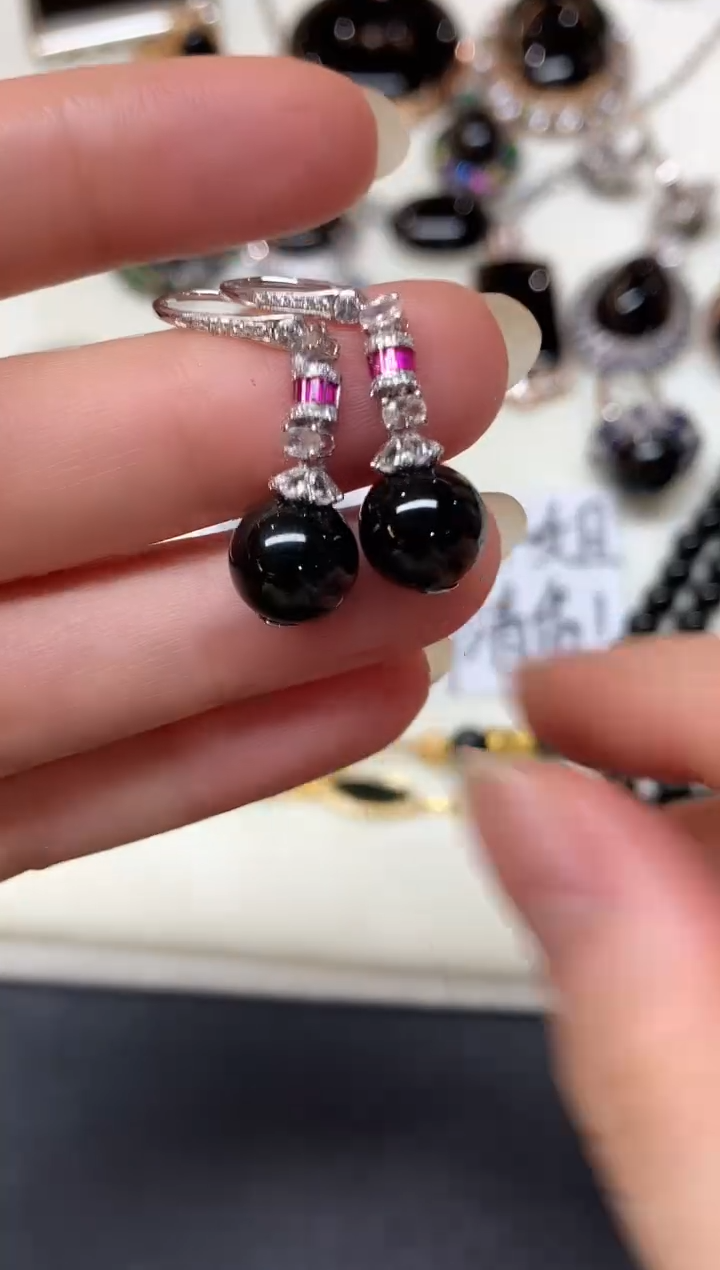 18K金镶嵌翡翠耳饰A62|7999