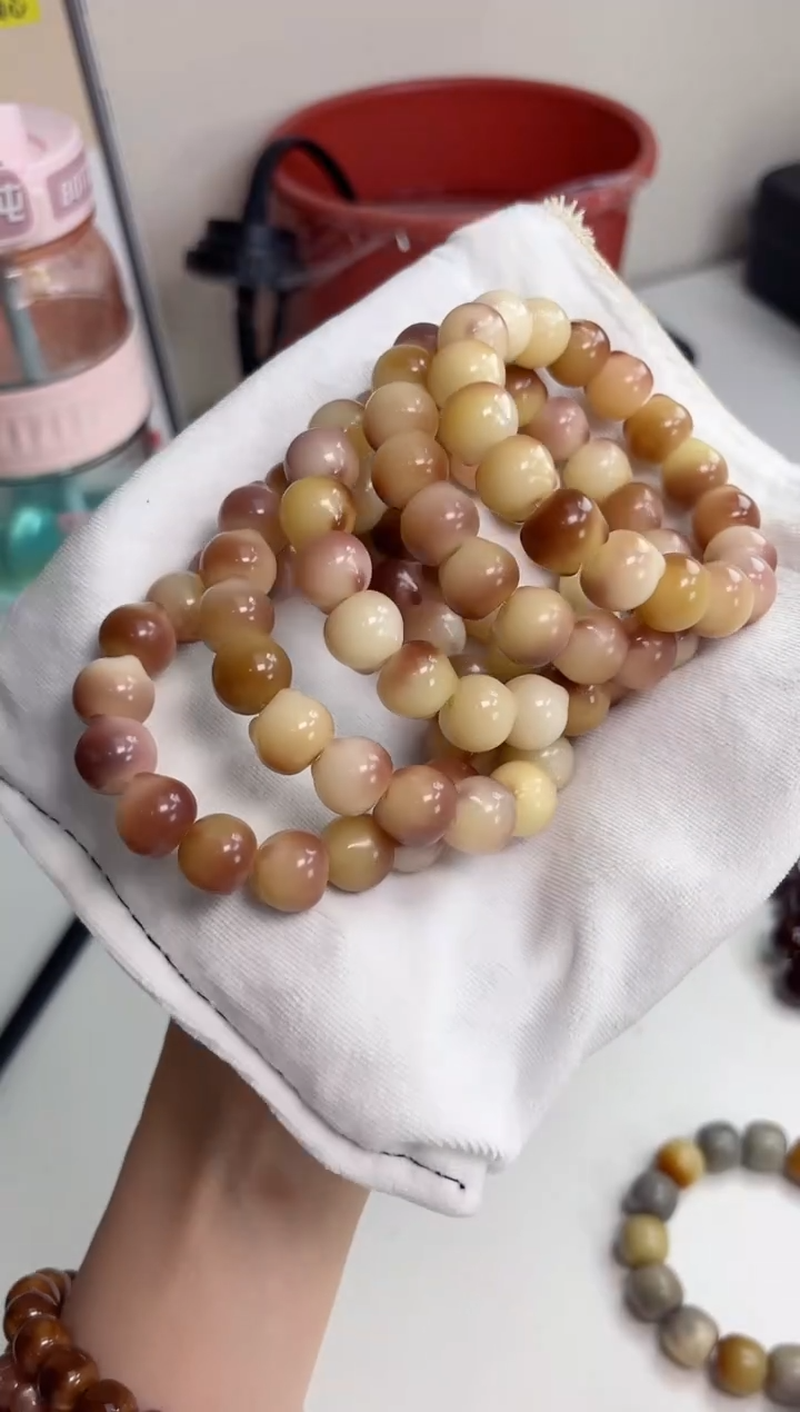 手串菩提根/象牙果沐a58紫美人水蜜桃玉化猫猫头14mm手串