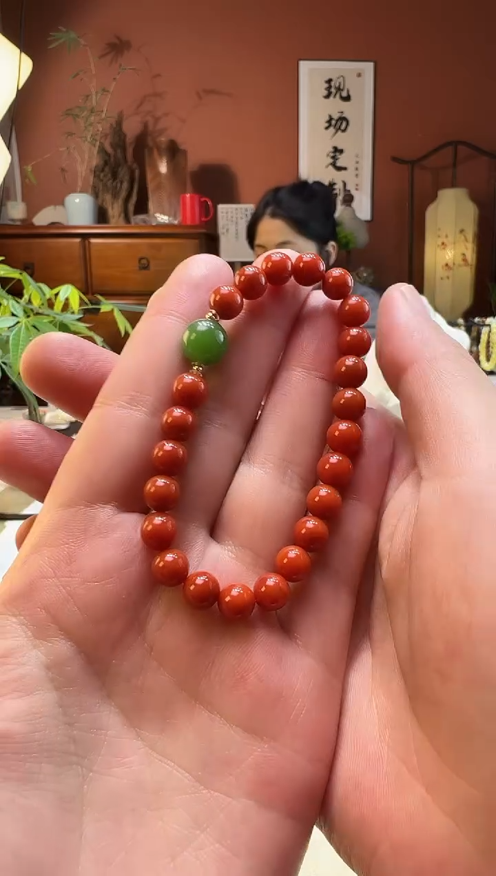 【闪购商品】南红玛瑙手串18K金镶嵌南红