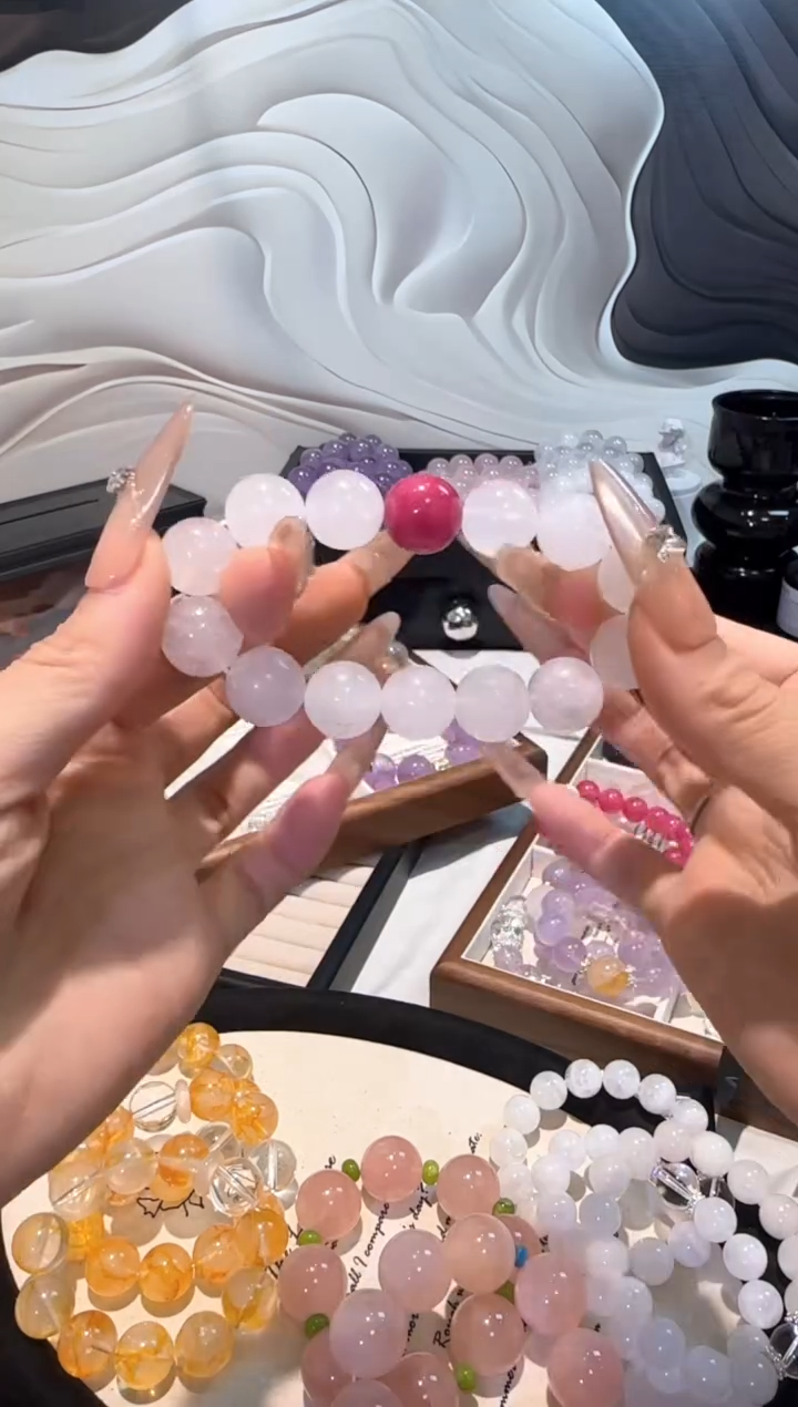 水晶手串未镶嵌白幽灵X蔷薇辉