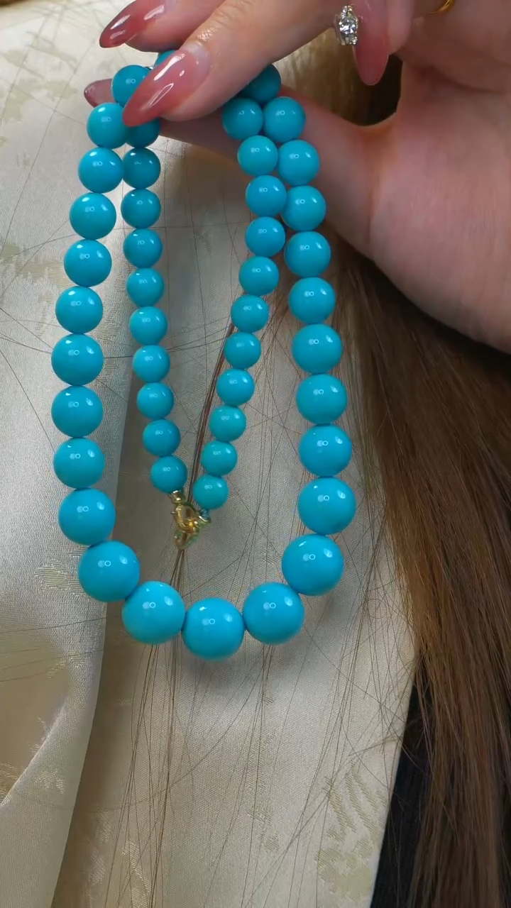 【闪购商品】绿松石项链18K金镶嵌云盖寺