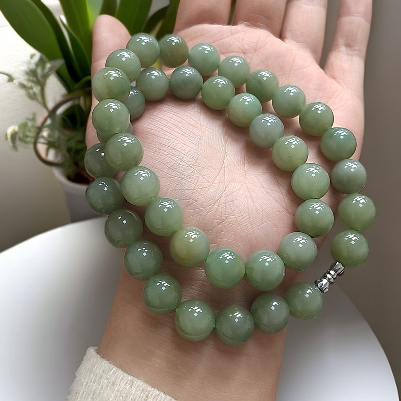 〈且末蓝〉高品质且末蓝12毫米和田玉项链