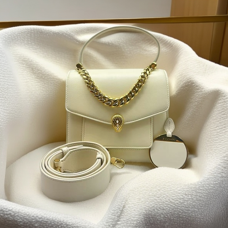 95新 BVLGARI/宝格丽  黄色芯片款手提单肩包 1217 8286