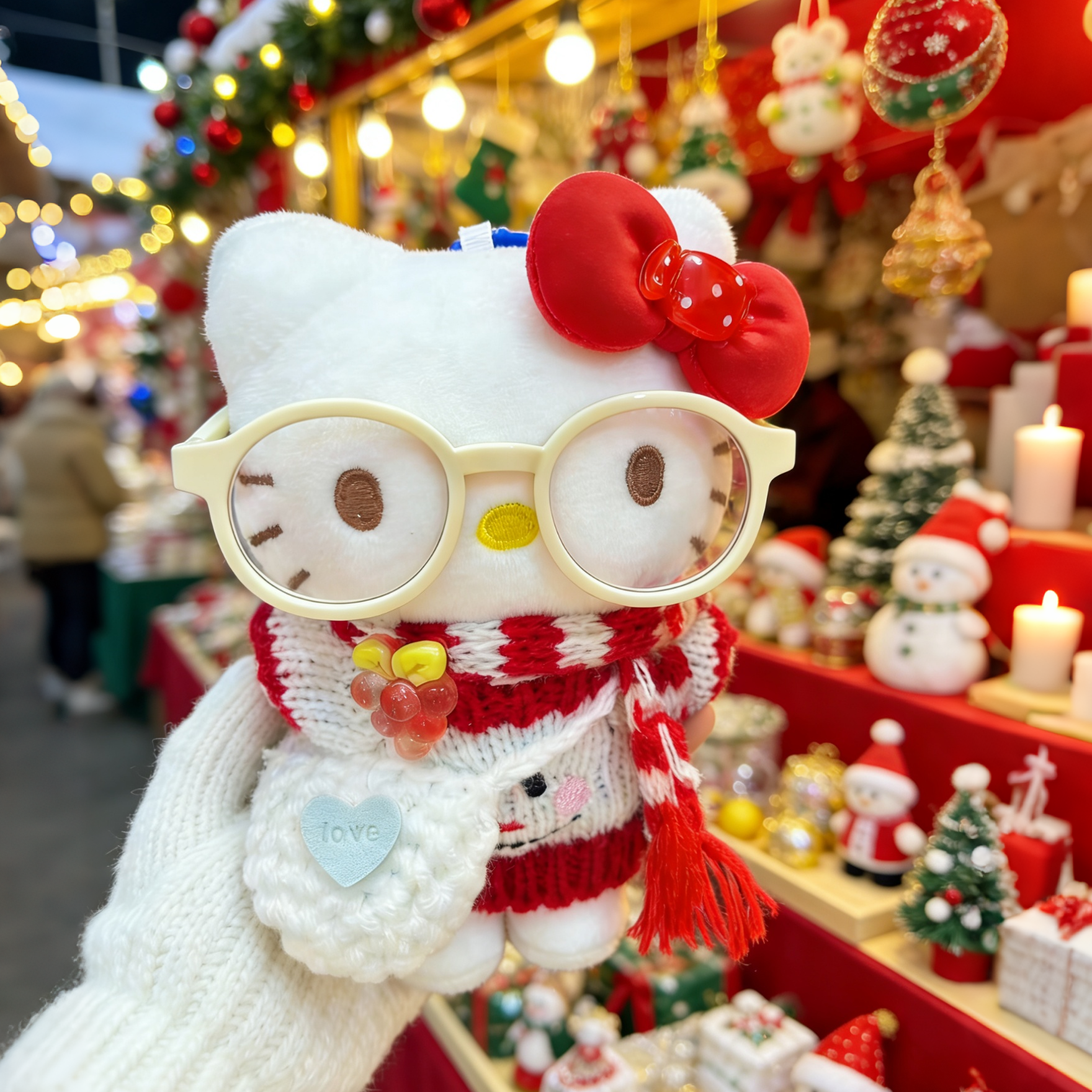 【送礼品袋】正版HelloKitty圣诞系列毛绒玩偶卡通娃娃包包挂件挂饰