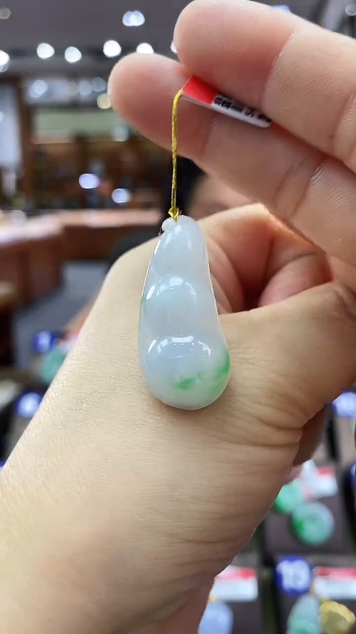 翡翠未镶嵌颈饰福豆