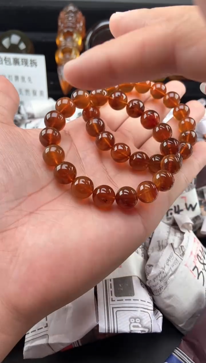 【闪购商品】琥珀手链未镶嵌金棕红手串【多样性发货其中一】