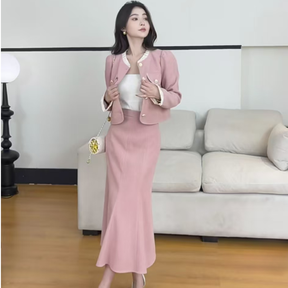 25.12.30HQ　E7　小香风外套+半身裙套装【76605】