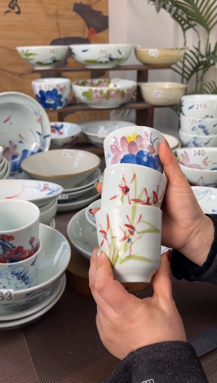 明舟@**子中暇手绘外纹水杯（3只装）