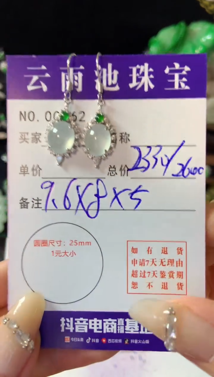 【闪购商品】翡翠耳饰银S925镶嵌翡翠