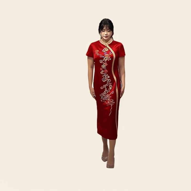 2025年新爆款单款喜婆婆旗袍时尚高档奢华时尚洋气优雅显高显瘦