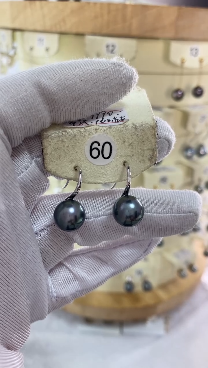 银S925镶嵌耳饰海水珍珠10-11mm