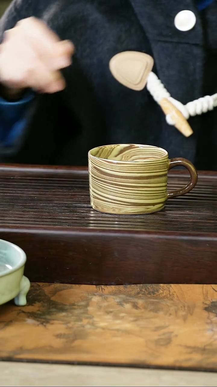 摆件陶望瓯陶溪川绞泥咖啡杯