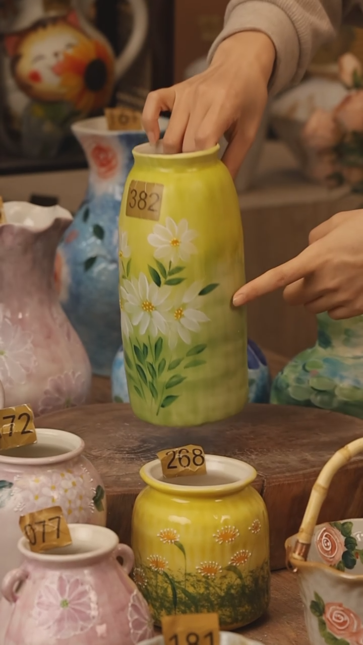 陶瓷景德镇设计师手作花器摆件侘寂风@M382@