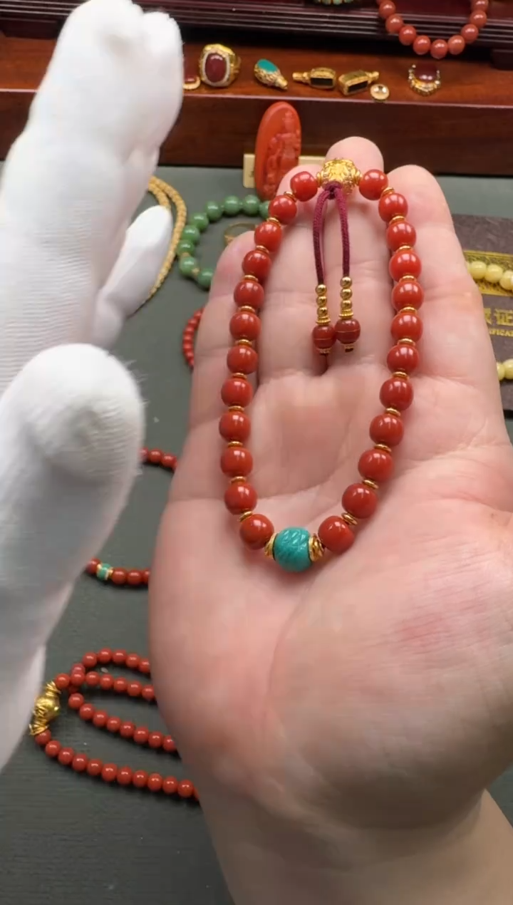 【闪购商品】南红玛瑙手串手串18K金镶嵌手串手串