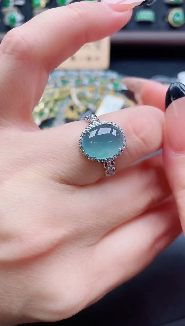 银S925镶嵌戒指翡翠1