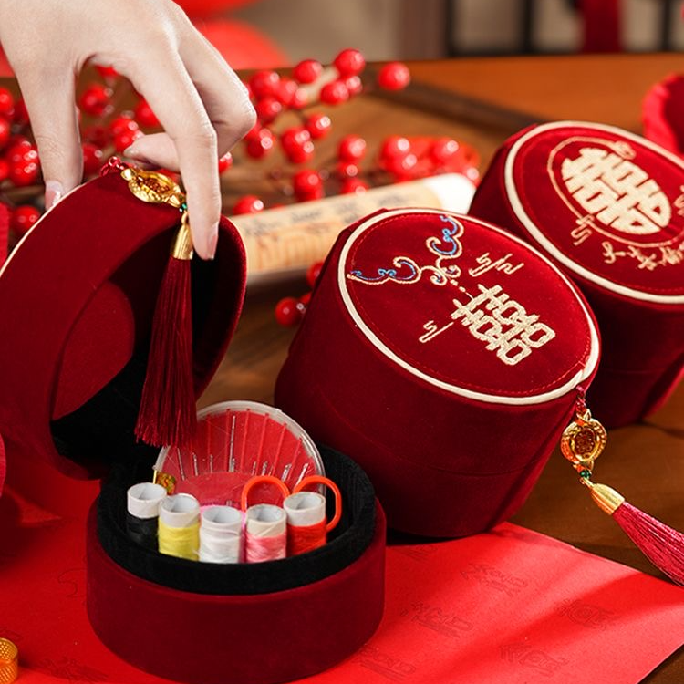 针线盒女方陪嫁用品大全嫁妆结婚家用实用婚庆针线包收纳盒套装