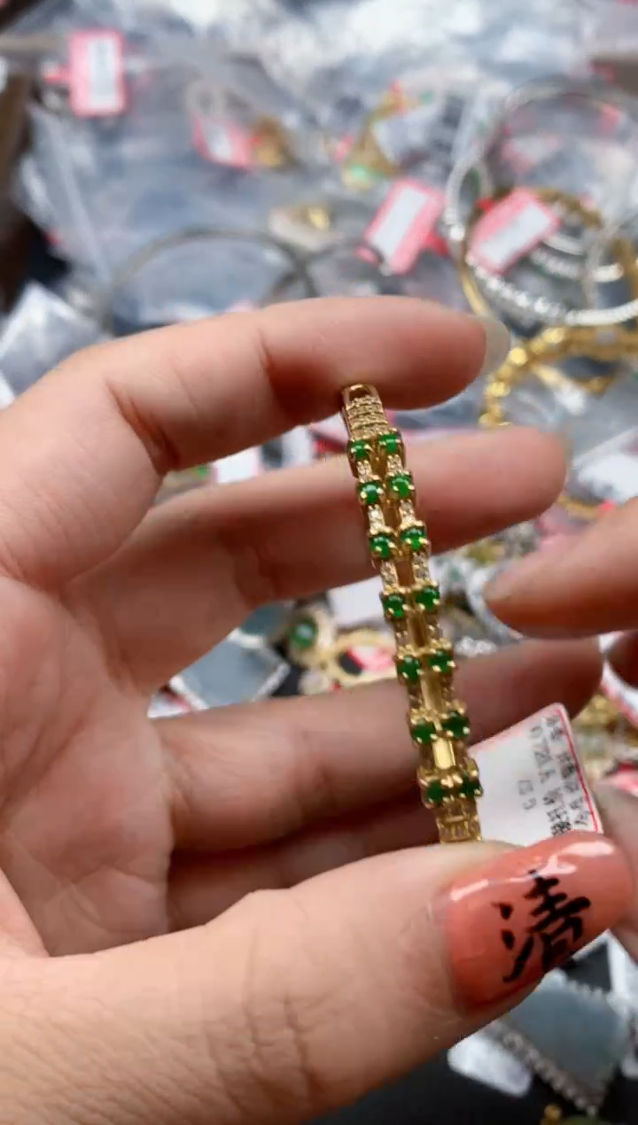 银S925镶嵌戒指翡翠天然A货缅甸翡翠