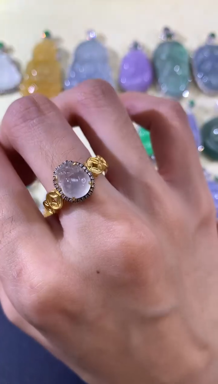 18K金镶嵌戒指翡翠a35