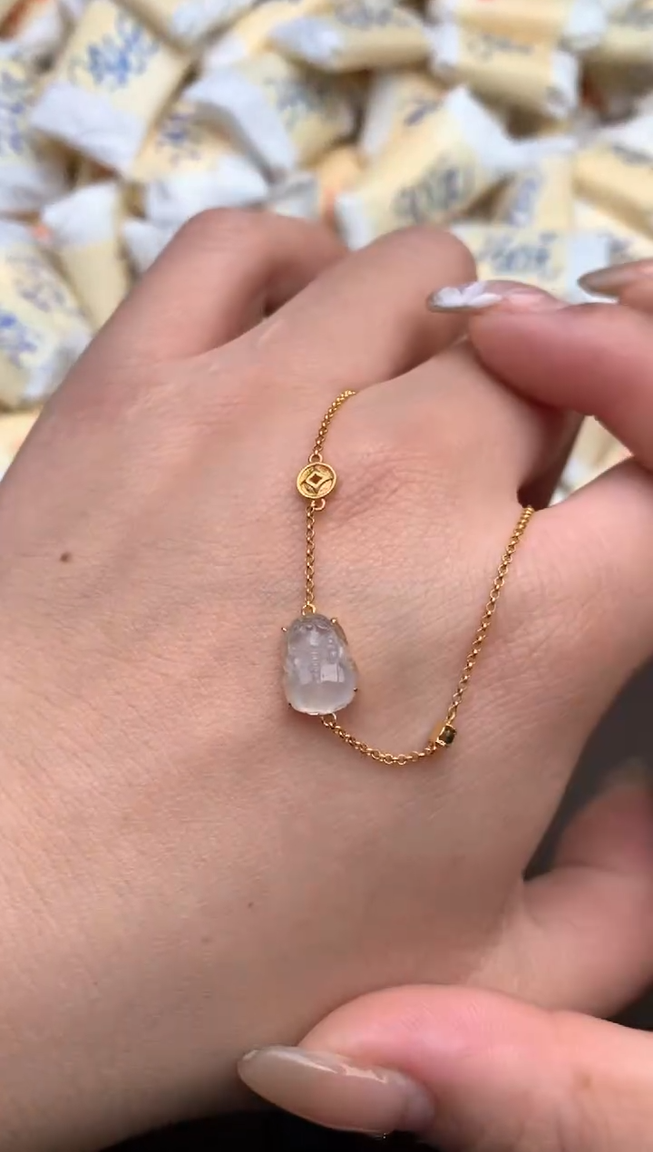 【闪购商品】翡翠手链18K金镶嵌—