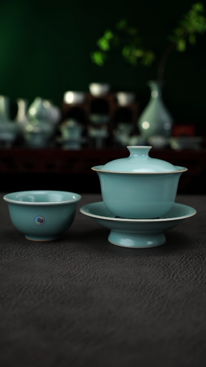 瓷片S****J精品宫廷元宝三才+微瑕压手~帆