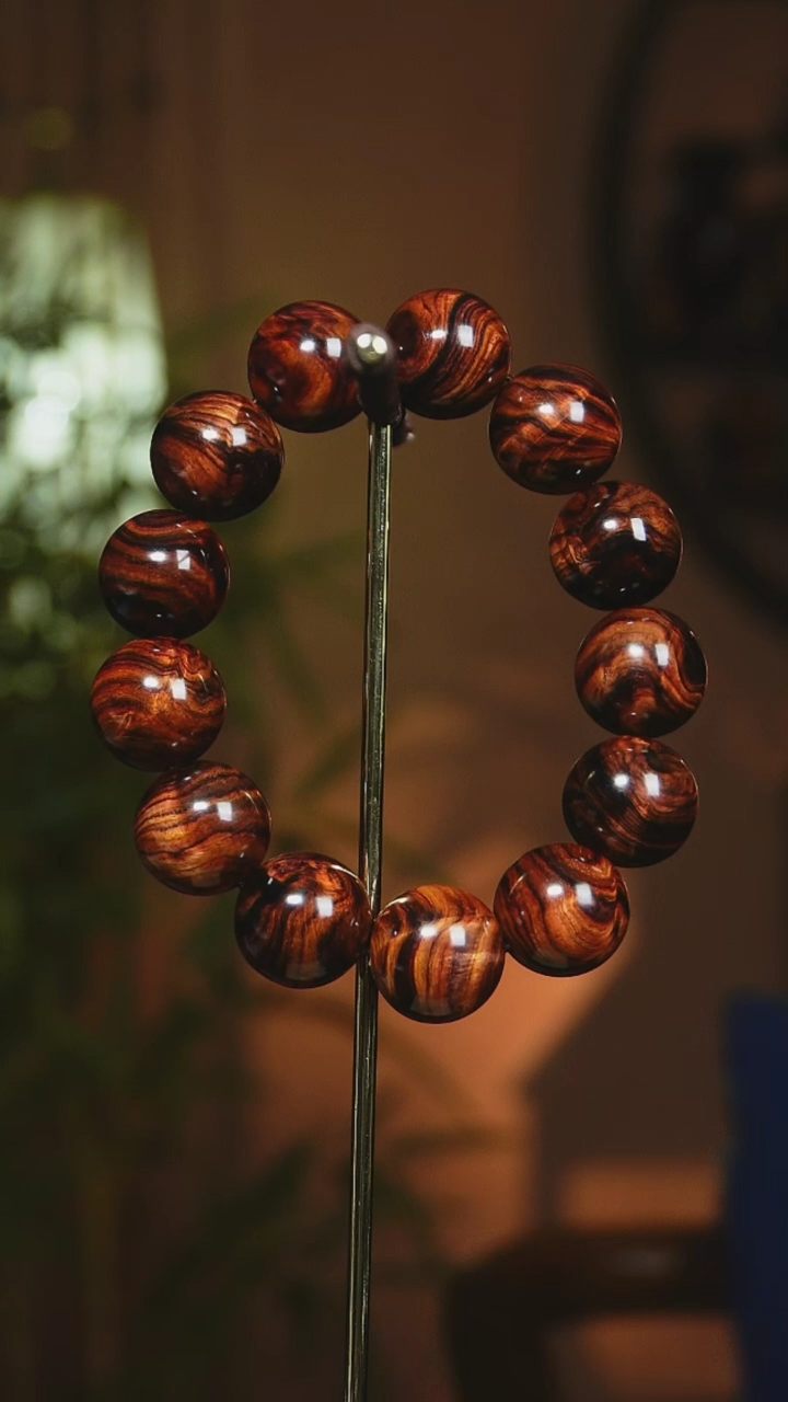 【闪购商品】黄花梨/降香黄檀手串/手链海南黄花梨1.8cm水波纹