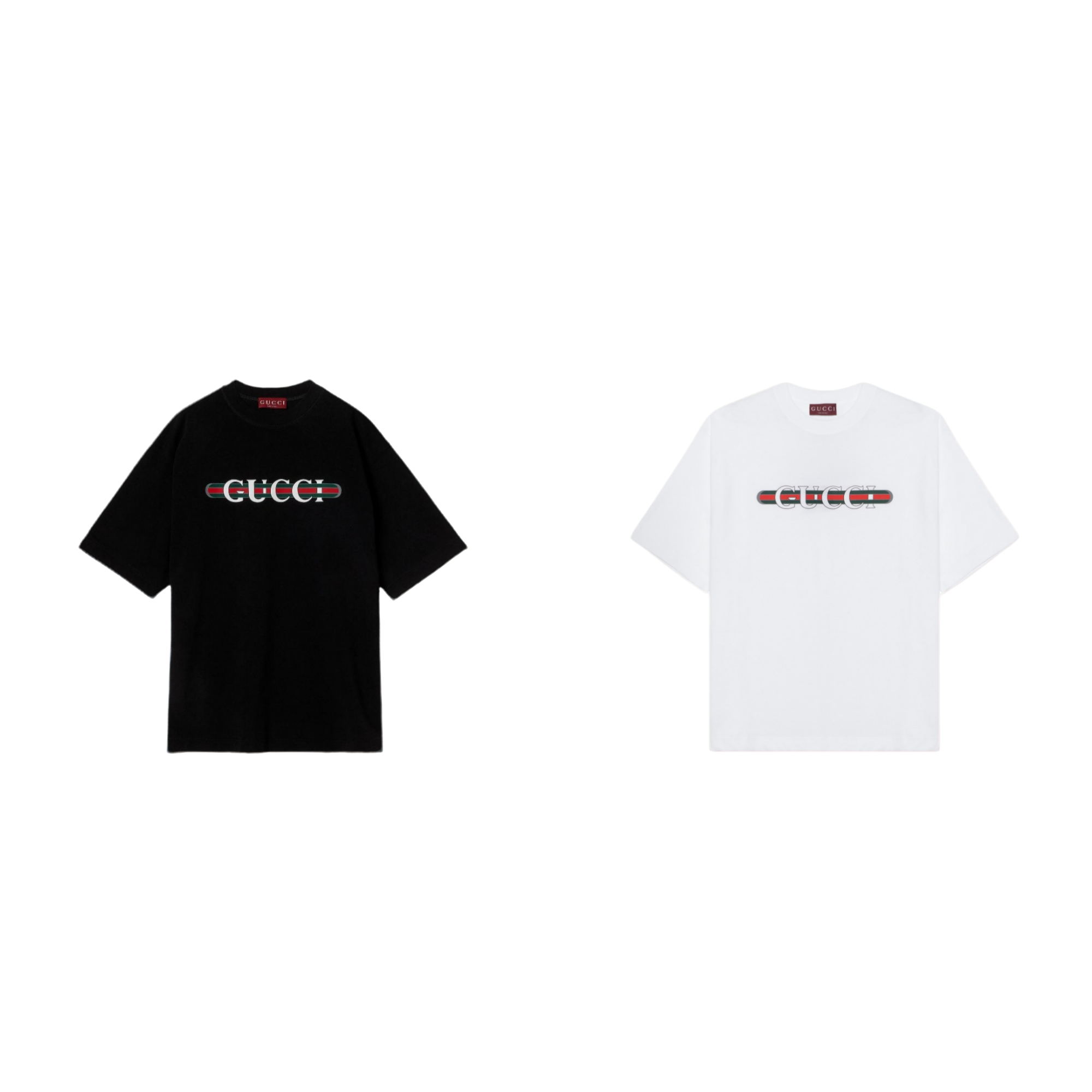 GUCCI古驰 字母Logo图案印花圆领短袖T恤 黑色白色