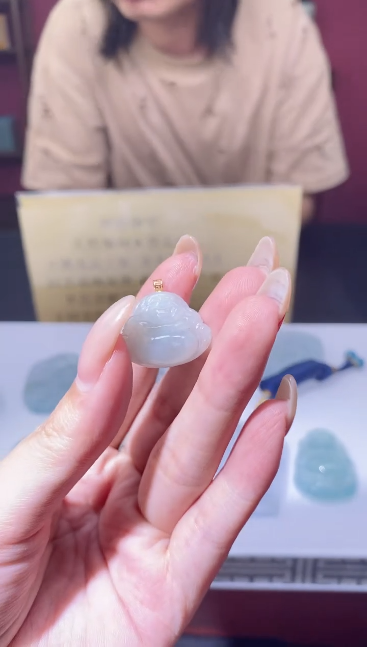 吊坠(不含链)18K金镶嵌翡翠34685