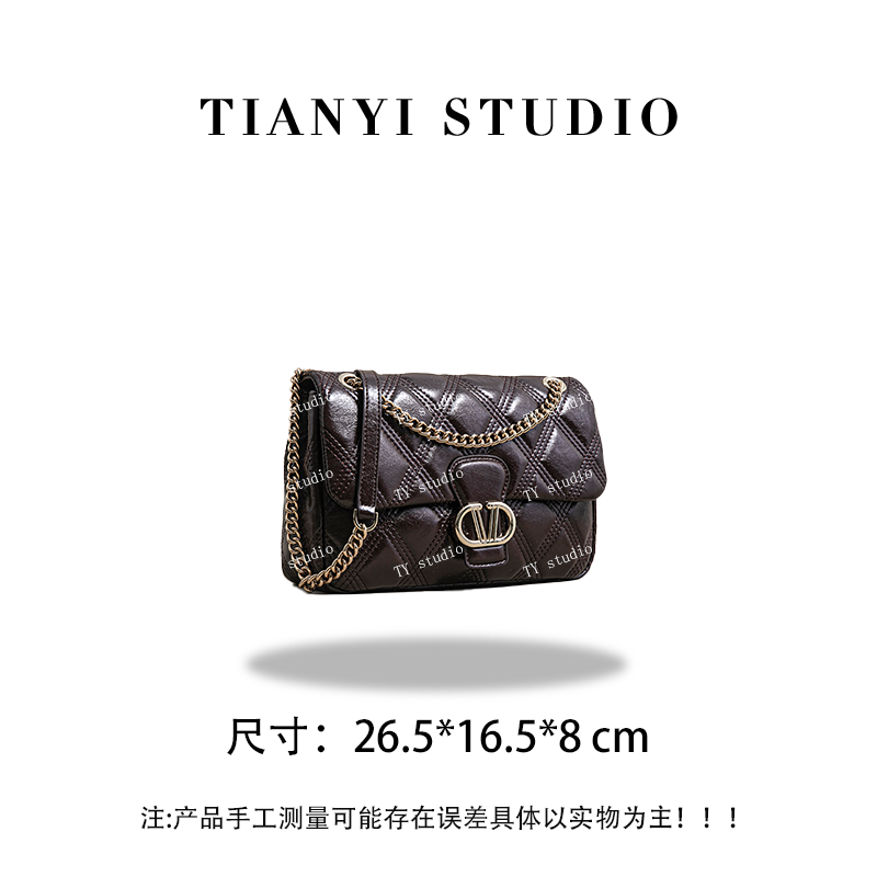 【TY】SK-92883-咖啡  轻奢高级单肩斜跨韩版链条女包包