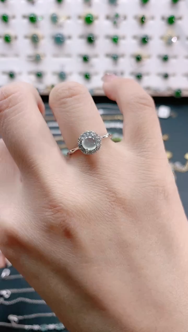 【闪购商品】翡翠戒指银S925镶嵌天然翡翠