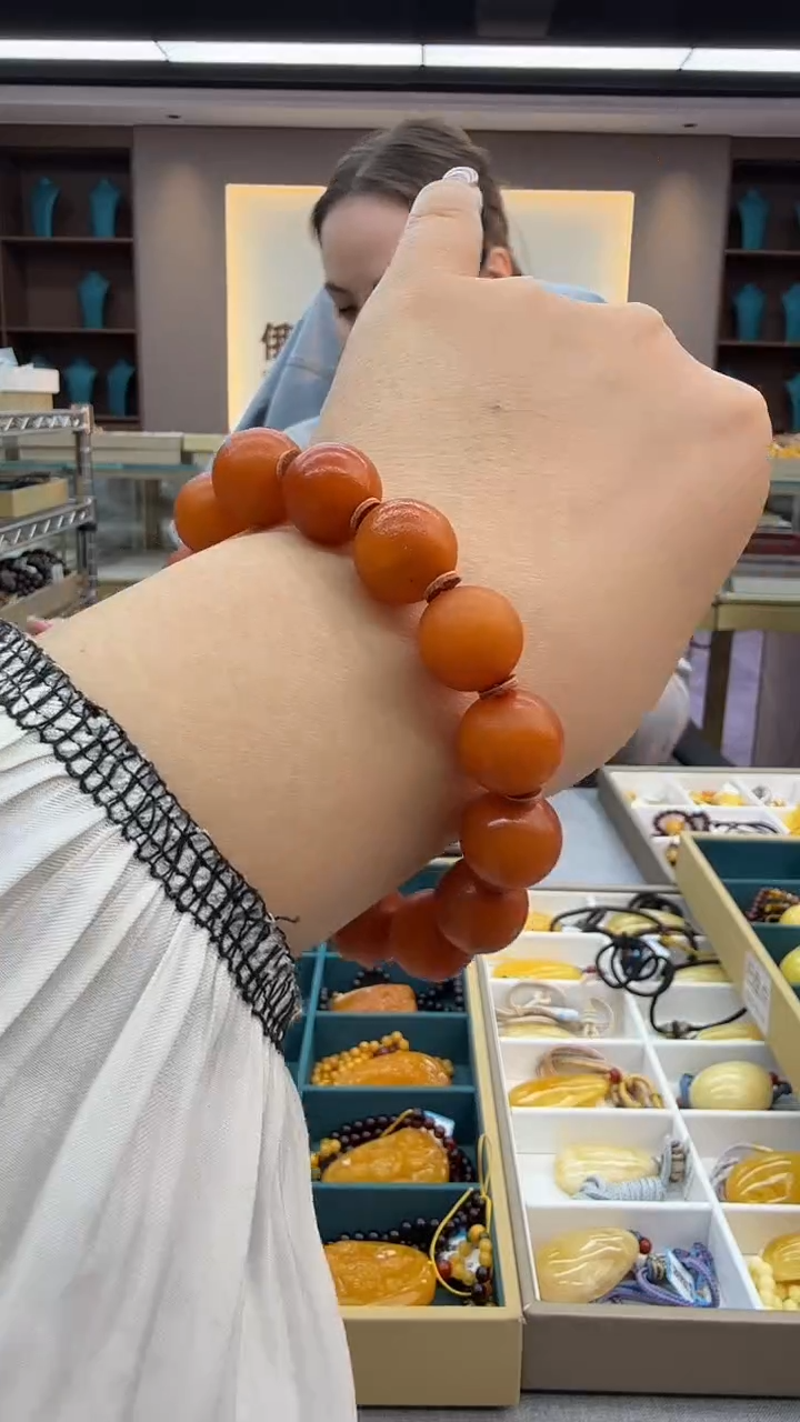 手链琥珀未镶嵌93秒拍号 假一罚三 