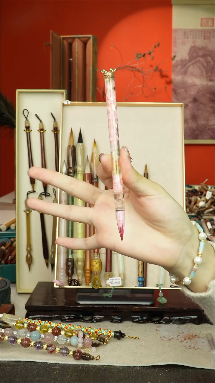 100号闪孤品高货毛笔链接 清水试笔 蘸墨不退