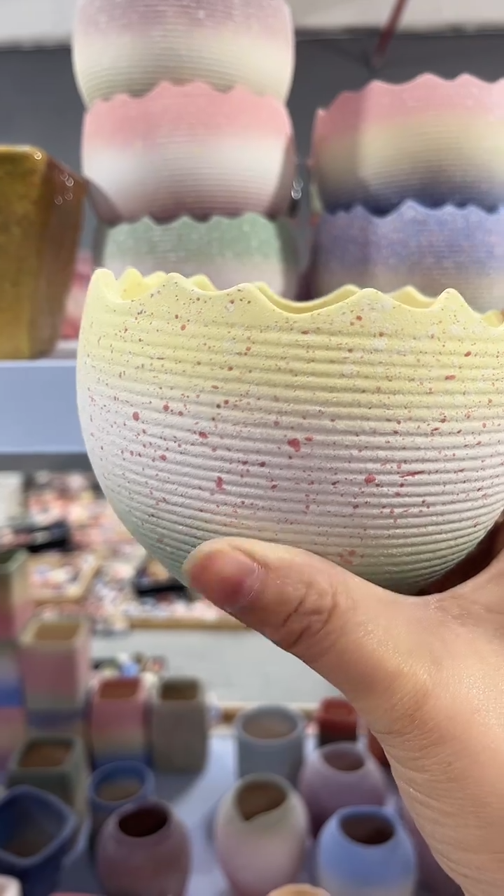 麦饭石粗陶多肉花盆11*8