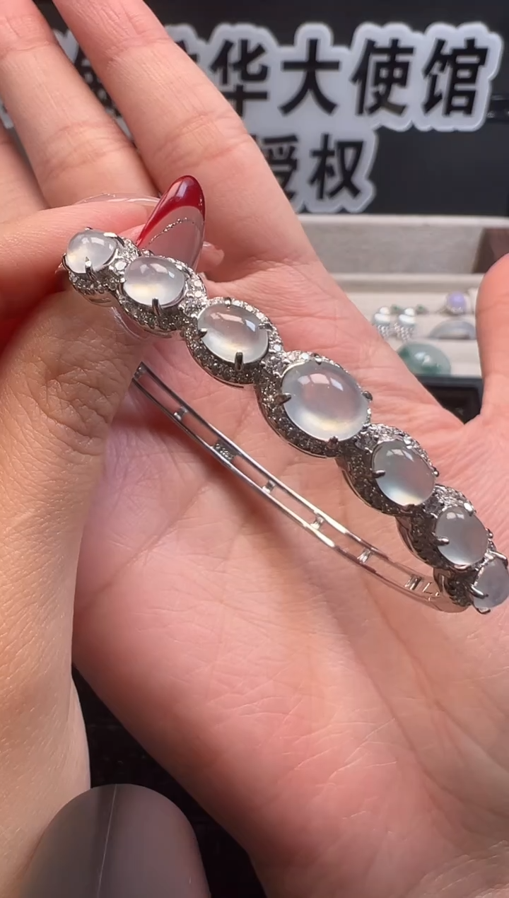 银S925镶嵌手镯翡翠 缅甸珠宝严选