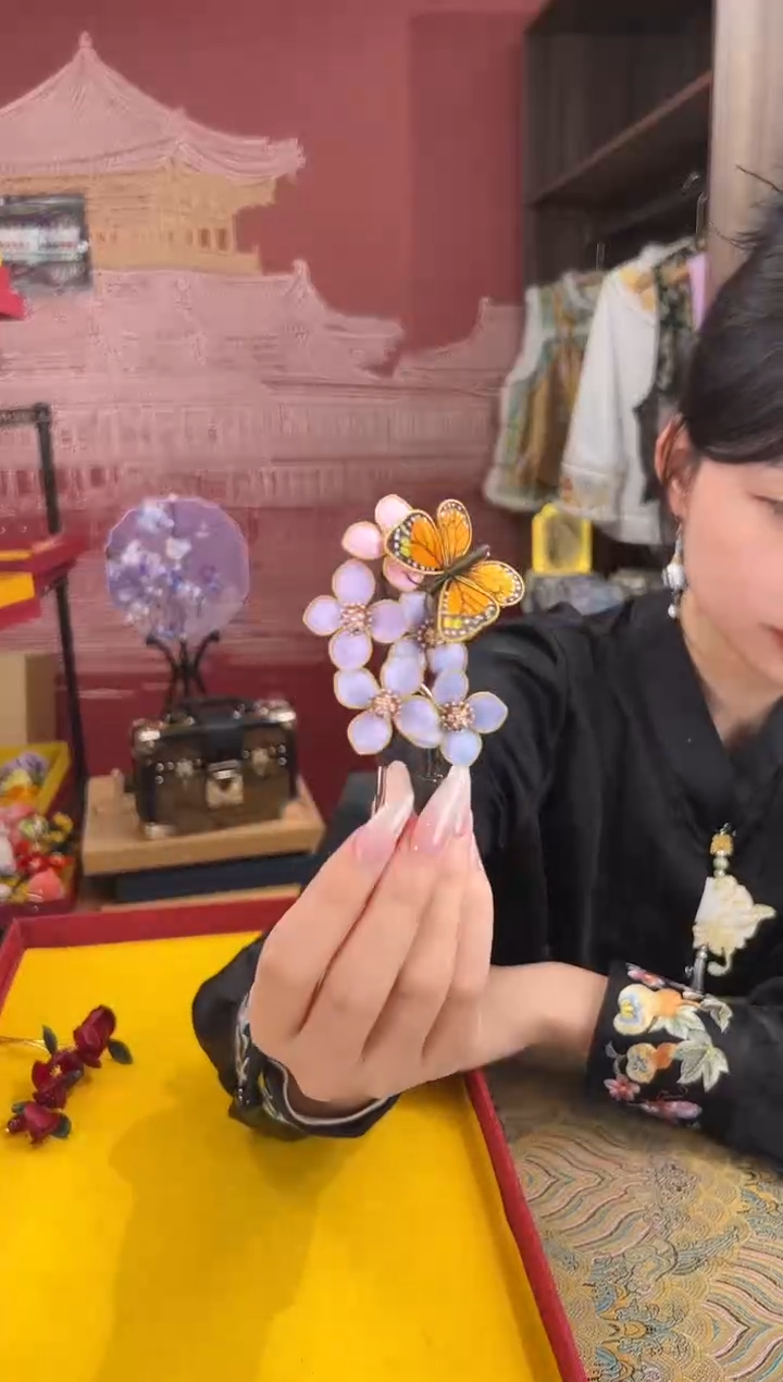 【闪购商品】刺绣 非遗绒花（发饰）