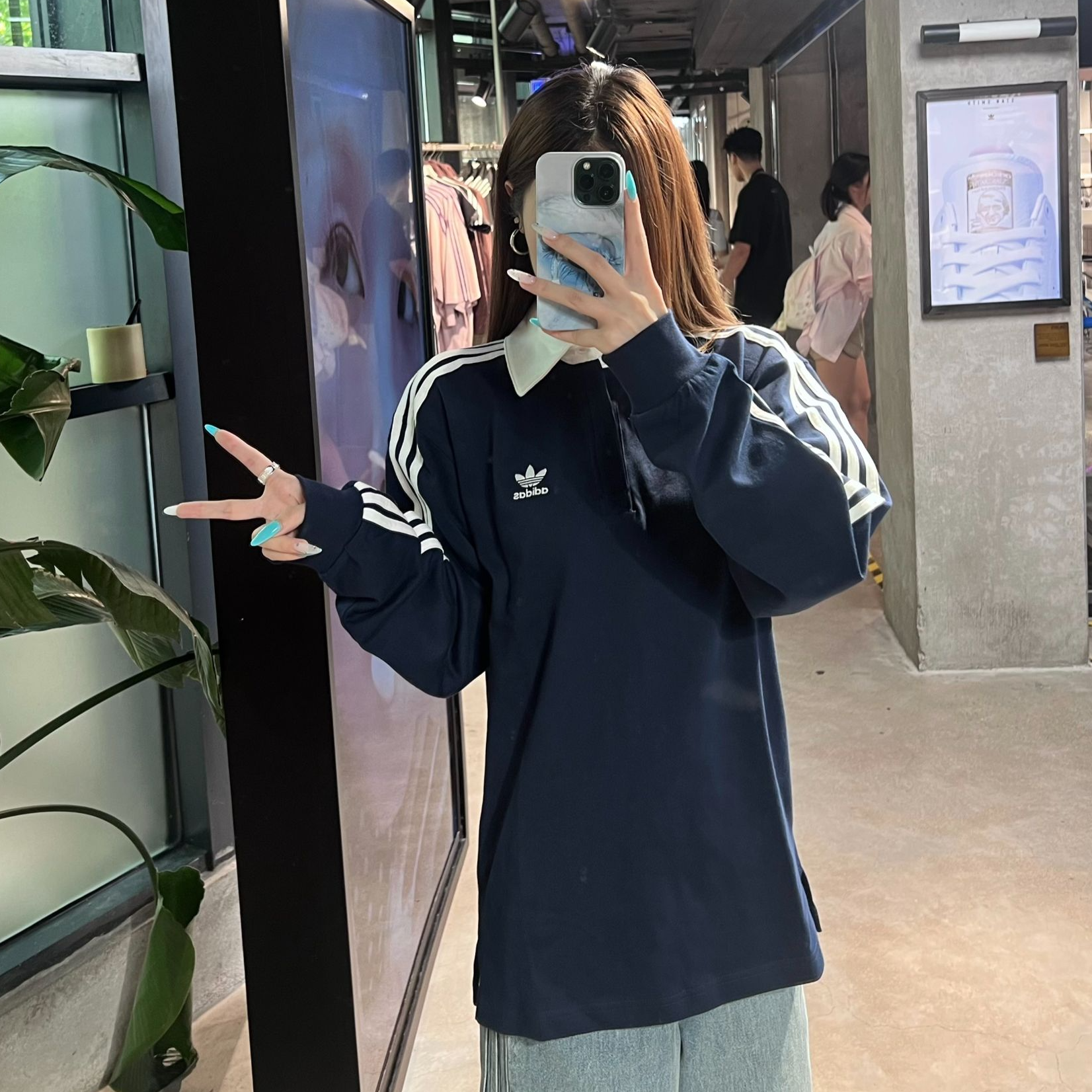adidas originals时尚柔软运动长袖Polo衫JY1400