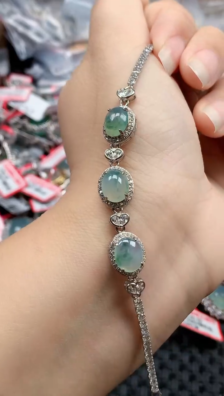 银S925镶嵌戒指翡翠天然A货缅甸翡翠