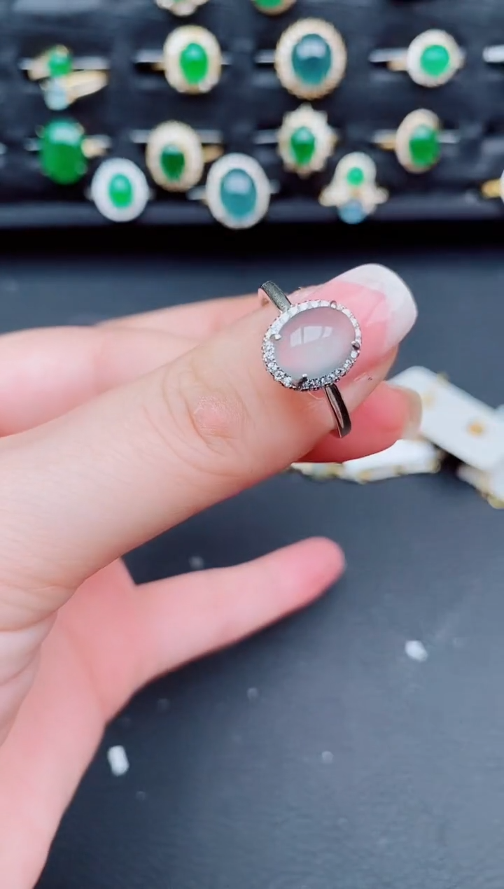 翡翠戒指银S925镶嵌天然a货翡翠274