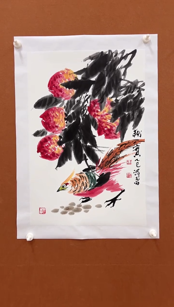 国画王泽喜2.7平尺花鸟