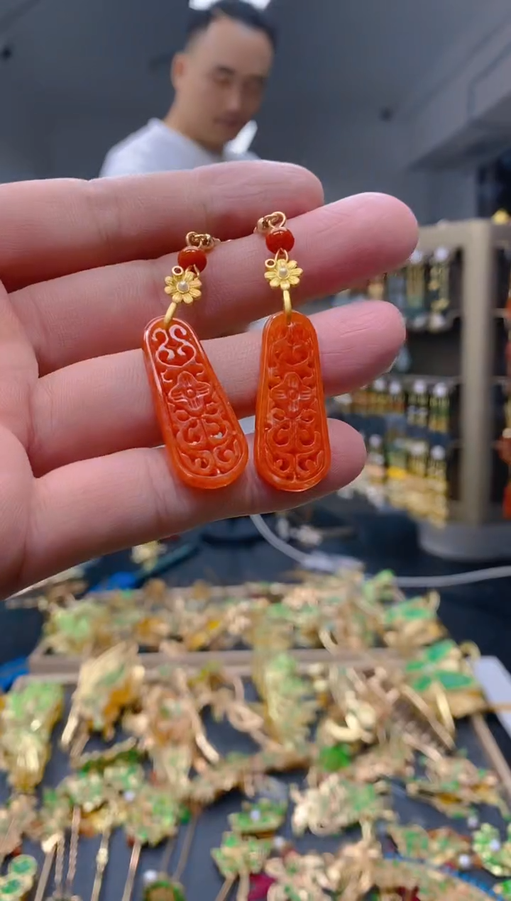 【闪购商品】翡翠耳饰合金63翡翠耳钩