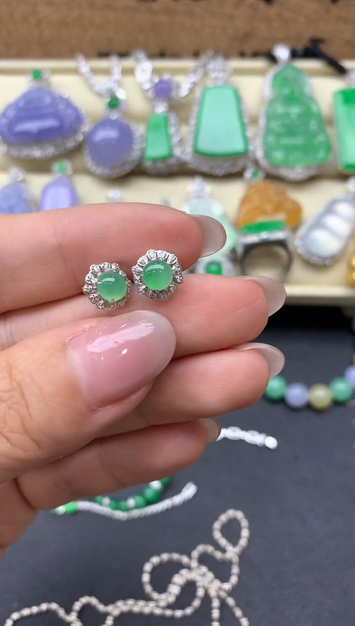 【闪购商品】翡翠耳饰18K金镶嵌167-中国好珍宝