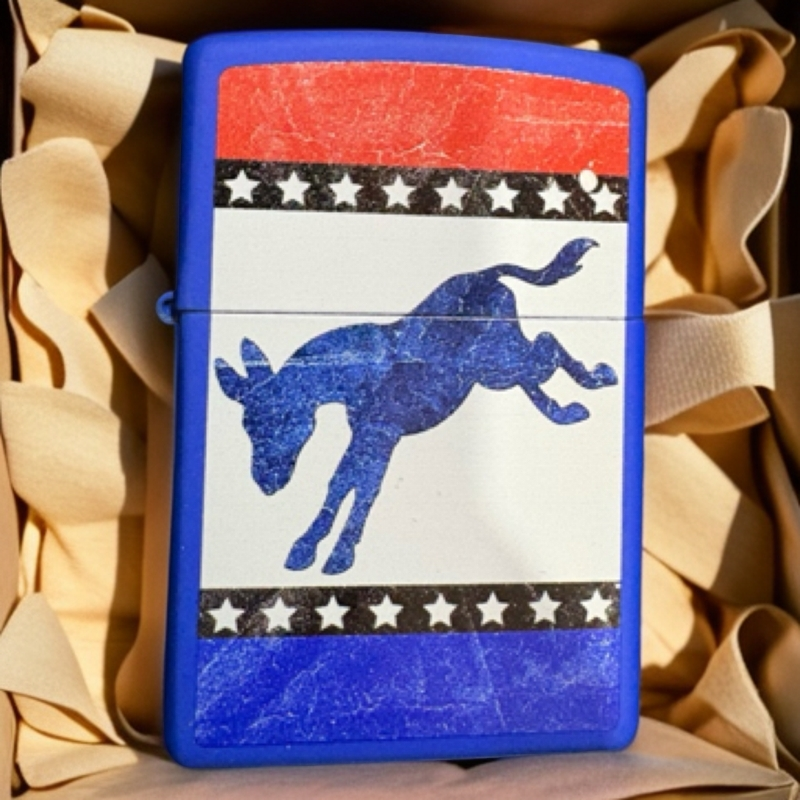 Zippo打火机美国 29166 驴象之争-皇家蓝 美版原版 MBJ1
