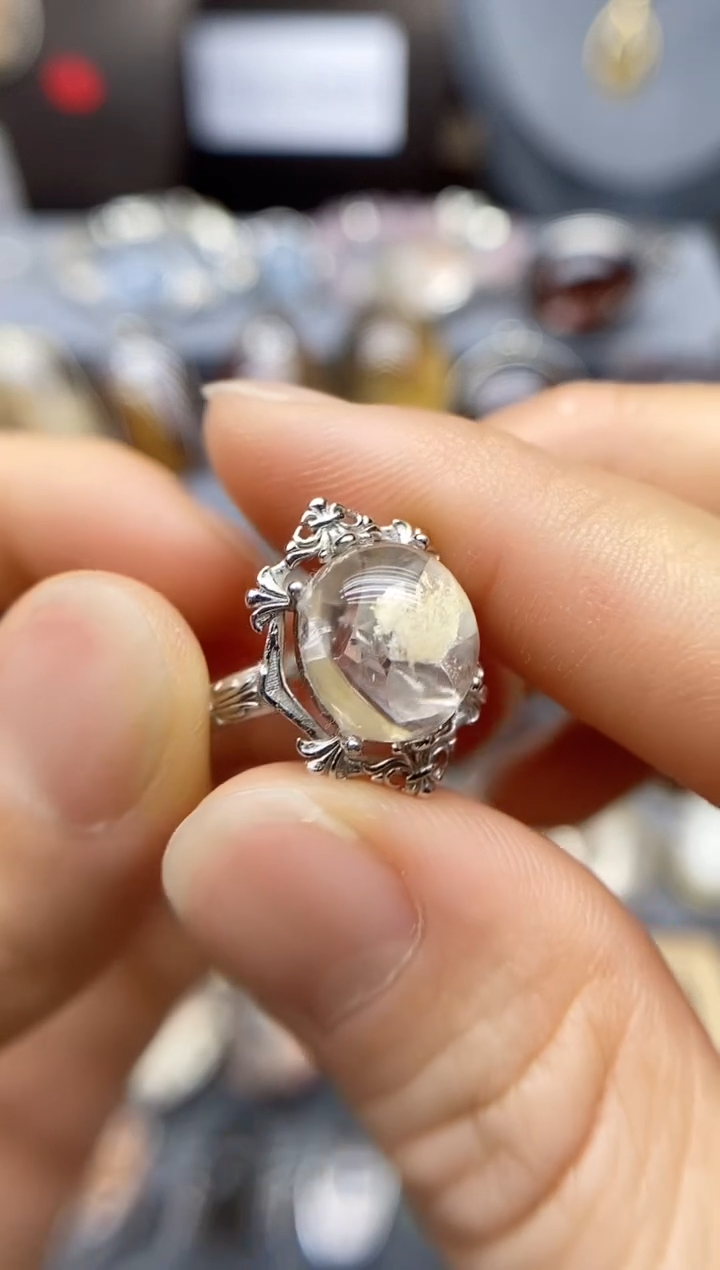 戒指银S925镶嵌水晶水晶水晶