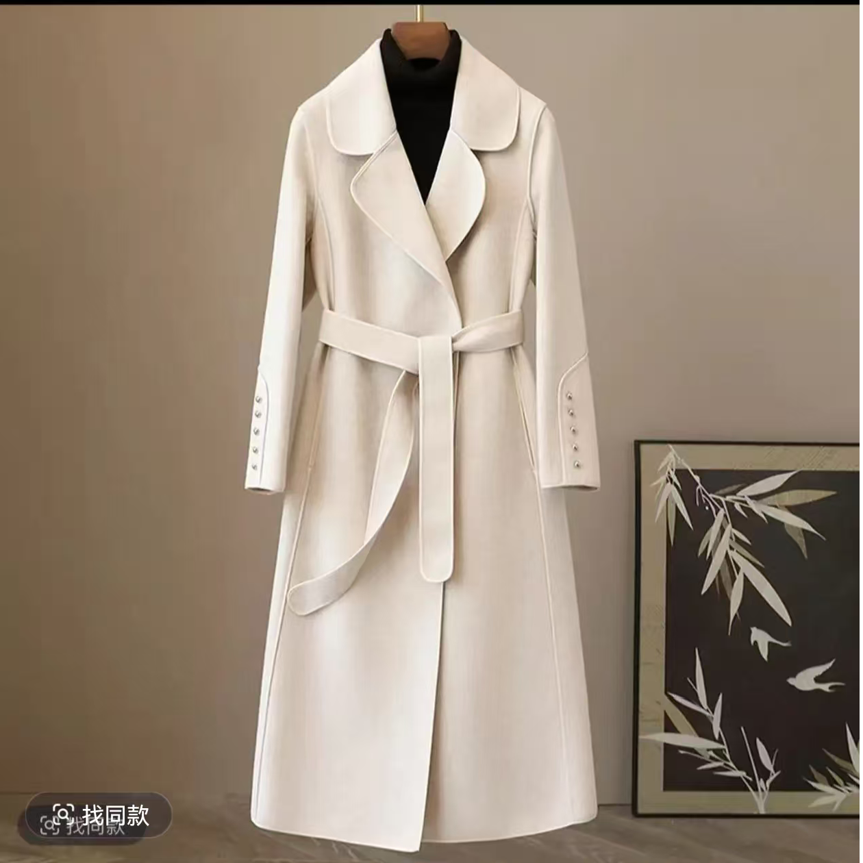 1651#(衣长106左右】2025冬季新款双面呢羊绒大衣包边羊毛外套