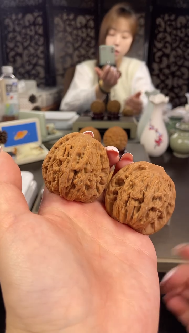 【闪购商品】文玩核桃把件麦穗虎头44尺-4