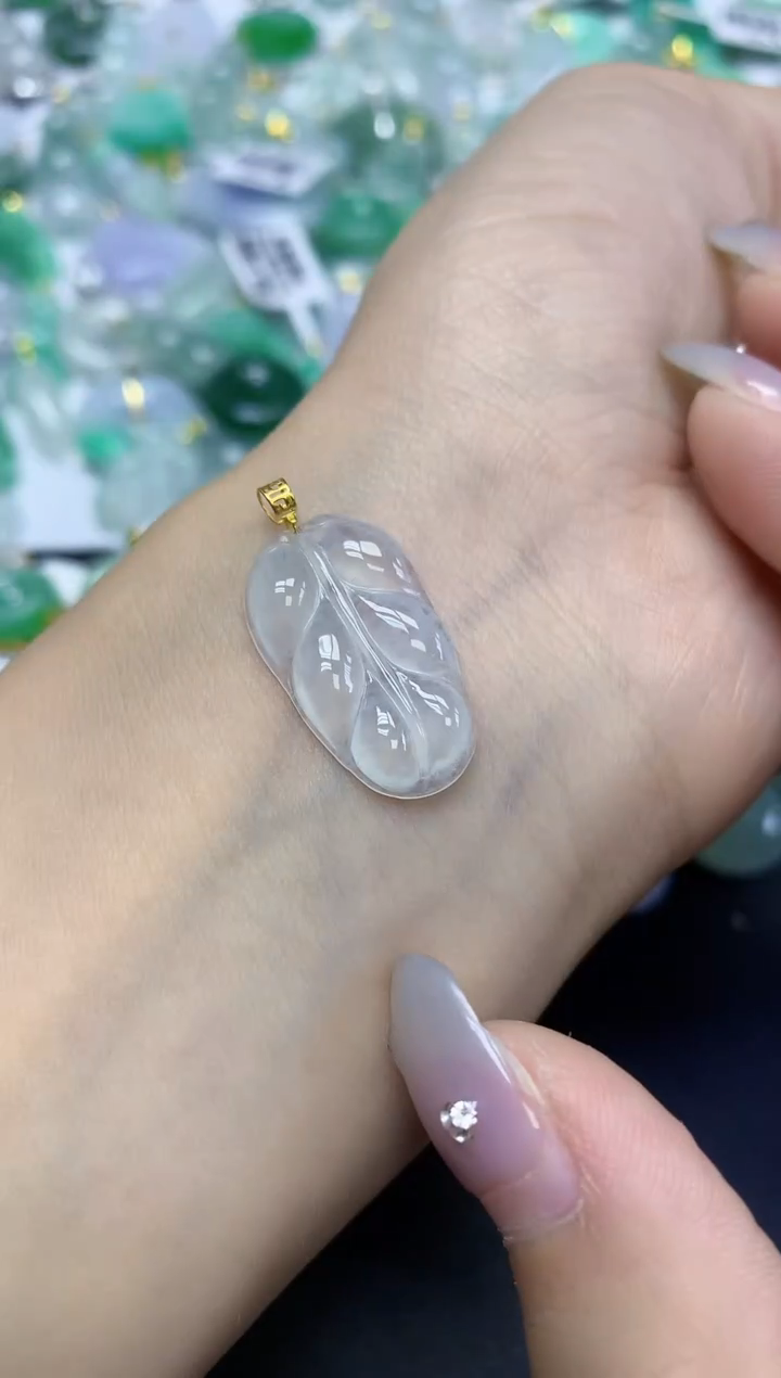 颈饰18K金镶嵌翡翠天然缅甸翡翠A货百元以上9元证书费自理